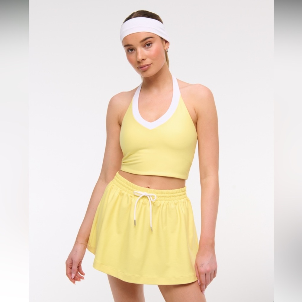 A&F butter yellow YPB sculptLUX high rise flirty skirt
